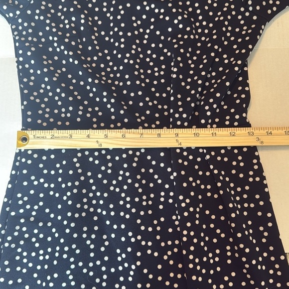 Banana Republic Factory Print Pleated Waist Sheath Dress Polka Dot Size 0 - Picture 7 of 13